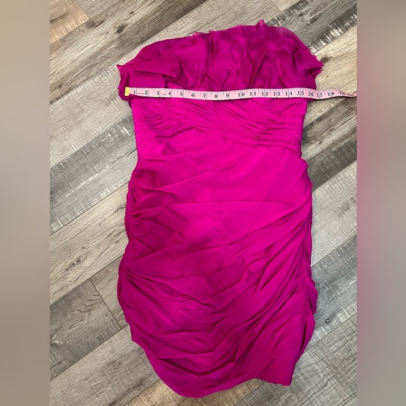 Marchesa Strapless Fuchsia silk mini cocktail Dress Sz S great condition - Picture 2 of 8